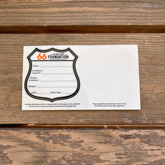 Emergency Contact Helmet Sticker
